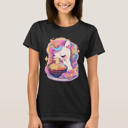 Unicorn Eating Ramen Noodles  Japanese T-Shirt