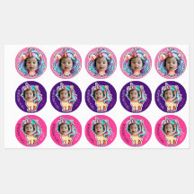 unicorn EDITABLE foto cupcake toppers stickers 