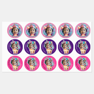 unicorn EDITABLE foto cupcake toppers stickers