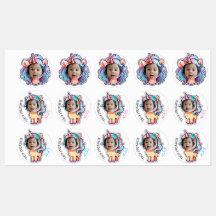 unicorn EDITABLE foto cupcake toppers stickers