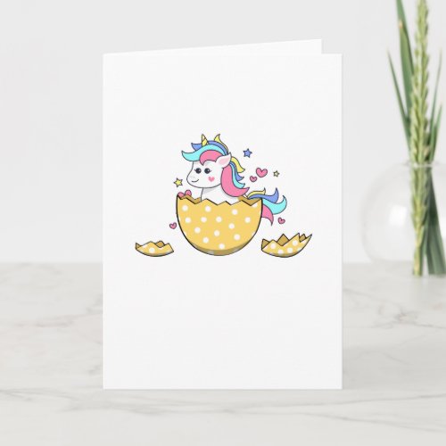 Unicorn Egg Easter Cute Kids Girls Holiday Card