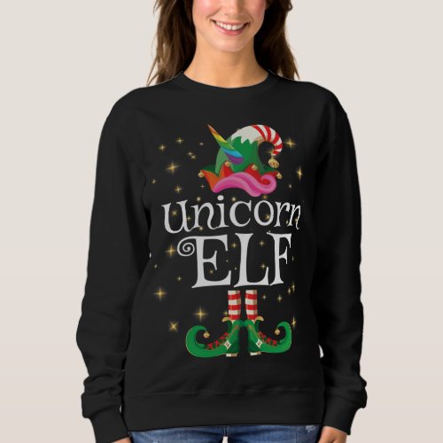 Unicorn Elf Girls Women Funny Matching Christmas E Sweatshirt