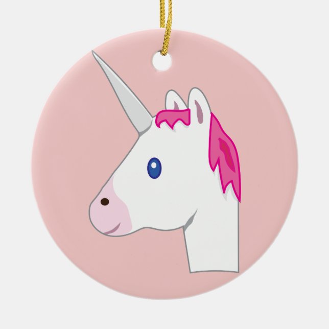 Unicorn emoji ceramic ornament (Front)