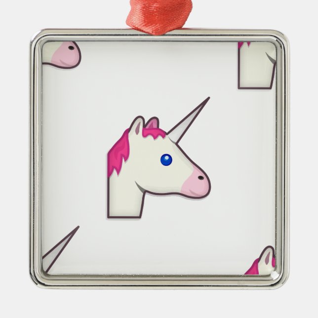 unicorn emoji metal ornament (Front)