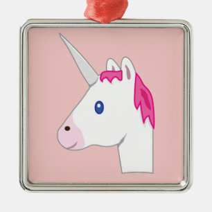 Unicorn emoji metal ornament