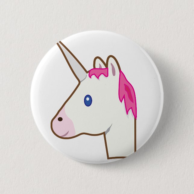 Unicorn emoji pinback button (Front)