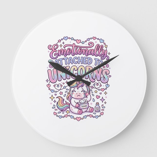 Unicorn Emotionally Attached to Unicorns Original  Large Clock (Front)