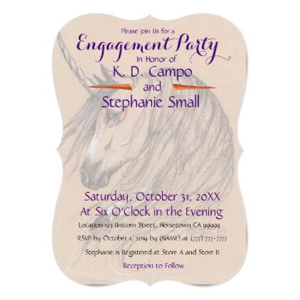 Unicorn Engagement Party Invitation Brown native