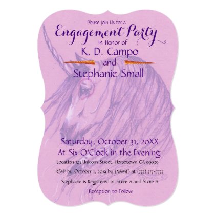 Unicorn Engagement Party Invitation Pink Purple na