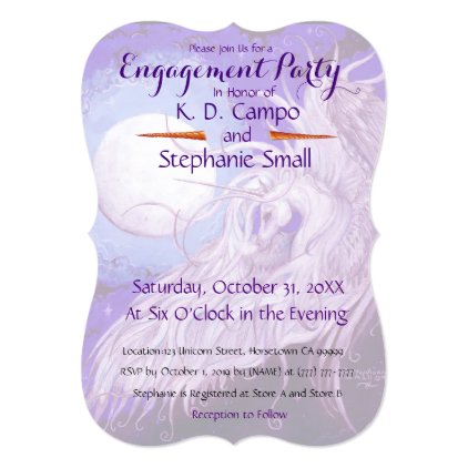 Unicorn Engagement Party Invitation Purple Horse