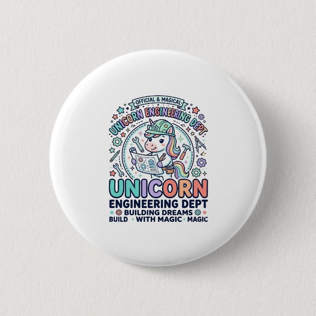 Unicorn Engineering Dept Bold Typography T-Shirt D Button (Front)