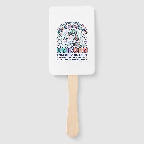 Unicorn Engineering Dept Bold Typography T-Shirt D Hand Fan