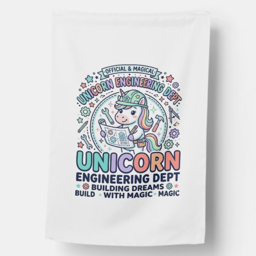 Unicorn Engineering Dept Bold Typography T-Shirt D House Flag
