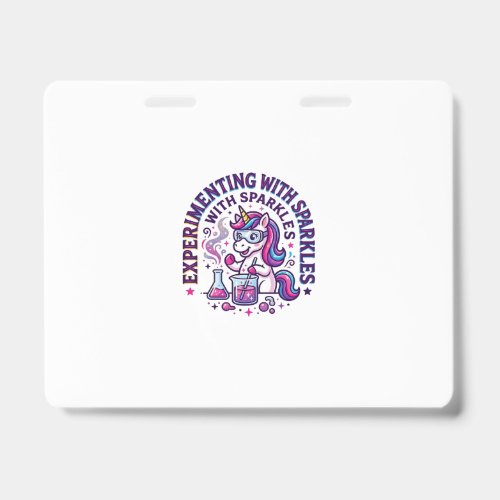 Unicorn Experimenting with Sparkles Commercial Cut Badge