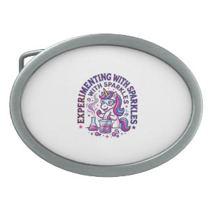 Unicorn Experimenting with Sparkles Commercial Cut Belt Buckle