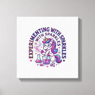 Unicorn Experimenting with Sparkles Commercial Cut Canvas Print