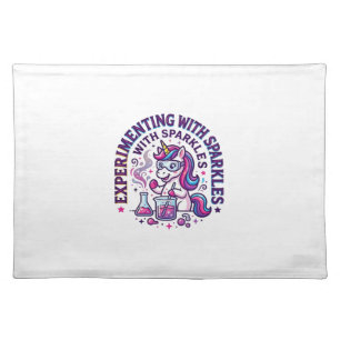 Unicorn Experimenting with Sparkles Commercial Cut Cloth Placemat