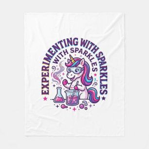 Unicorn Experimenting with Sparkles Commercial Cut Fleece Blanket