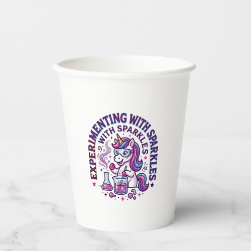 Unicorn Experimenting with Sparkles Commercial Cut Paper Cups