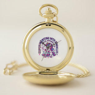 Unicorn Experimenting with Sparkles Commercial Cut Pocket Watch
