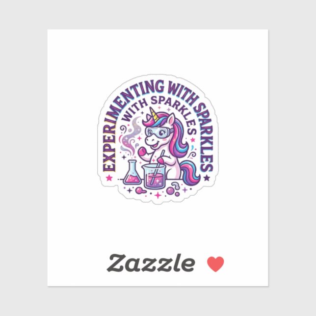 Unicorn Experimenting with Sparkles Commercial Cut Sticker (Sheet)