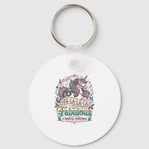 Unicorn Fa La La La Fabulous White Background Cute Keychain