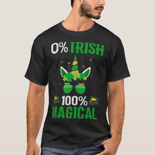 Unicorn Face 0 Irish 100 Magical Unicorn St Pat T_Shirt