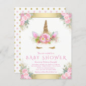 Unicorn Face Baby Girl Shower Invitations (Front/Back)