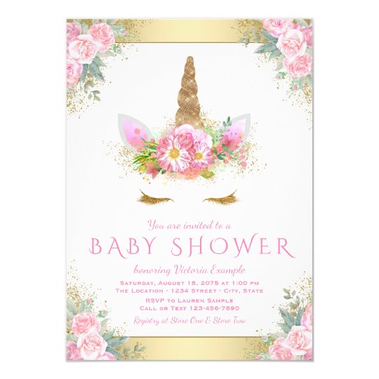 invitations shower unicorn baby Face Invitations Shower Baby Unicorn  Zazzle.com