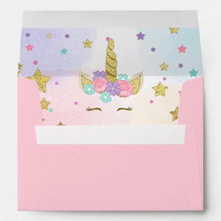 unicorn face birthday envelope magical pink gold zazzle com