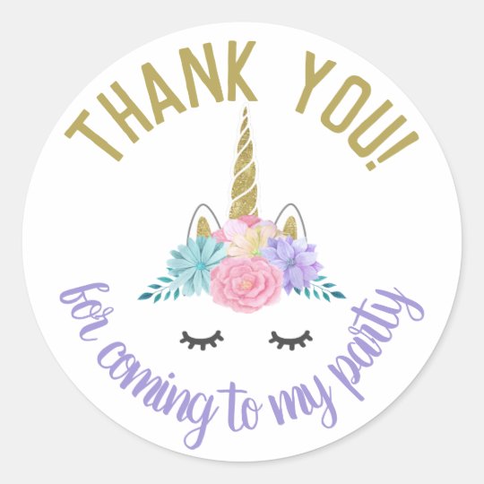 unicorn face birthday stickers round labels zazzlecom