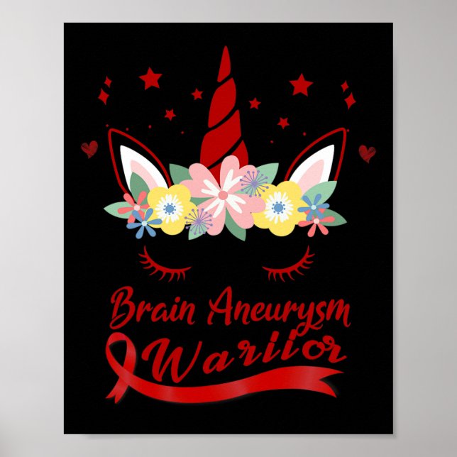 Unicorn Face Brain Aneurysm Awareness  Poster (Front)