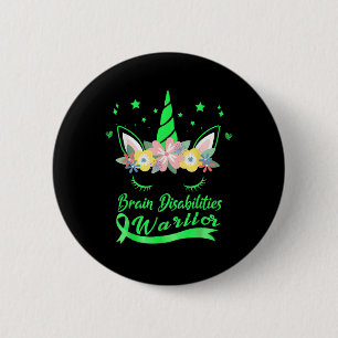 Unicorn Face Brain Disabilities Awareness  Button