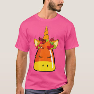 Unicorn Face Candy Corn Pumpkin Halloween Costume  T-Shirt