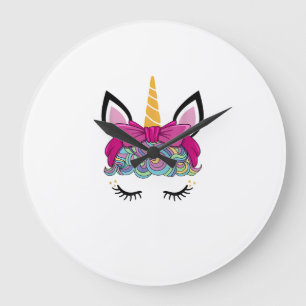 Unicorn Face Costume Magical Birthday Gift for Gir Large Clock