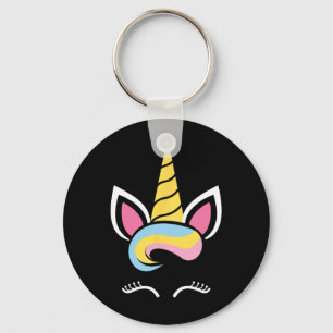 Unicorn Face Cute Eyelashes Halloween Costume Funn Keychain