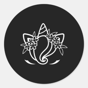 Unicorn Face Cute Eyelashes Sunday Easter Flowers Classic Round Sticker