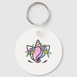 Unicorn Face Cute Eyelashes Sunday Easter Flowers  Keychain