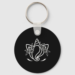 Unicorn Face Cute Eyelashes Sunday Easter Flowers Keychain