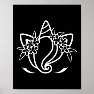 Unicorn Face Cute Eyelashes Sunday Easter Flowers Poster