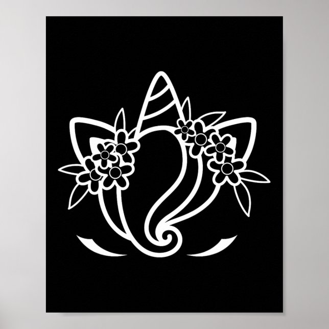 Unicorn Face Cute Eyelashes Sunday Easter Flowers  Poster (Front)