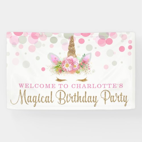 Unicorn Face Cute Unicorn Birthday Party Banner