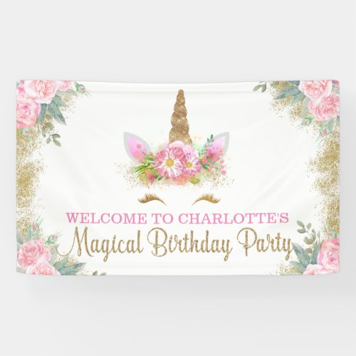 Unicorn Face Cute Unicorn Birthday Party Banners