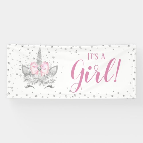 Unicorn Face Diamonds Baby Shower Banner