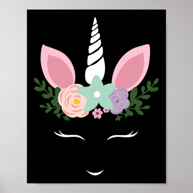 Unicorn Face Eyelashes Halloween Costume With Flow Poster (Front)