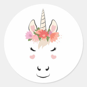 Unicorn Face Eyelashes Love Halloween Costume Flow Classic Round Sticker