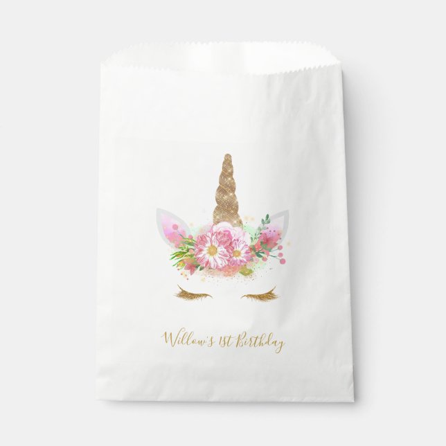 Unicorn Face Favor Bag (Front)