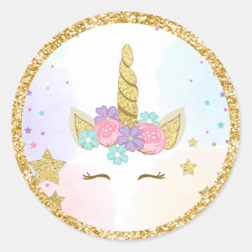 Unicorn Face Favor Tags Magical birthday Pink Gold