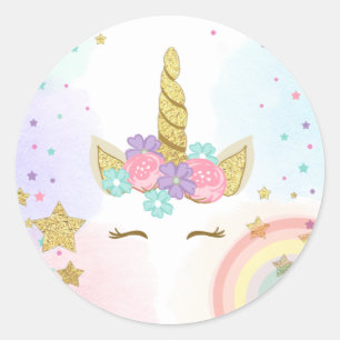 Unicorn Face Favor Tags Magical birthday Rainbow