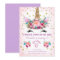 Unicorn Face Floral Birthday Invitation